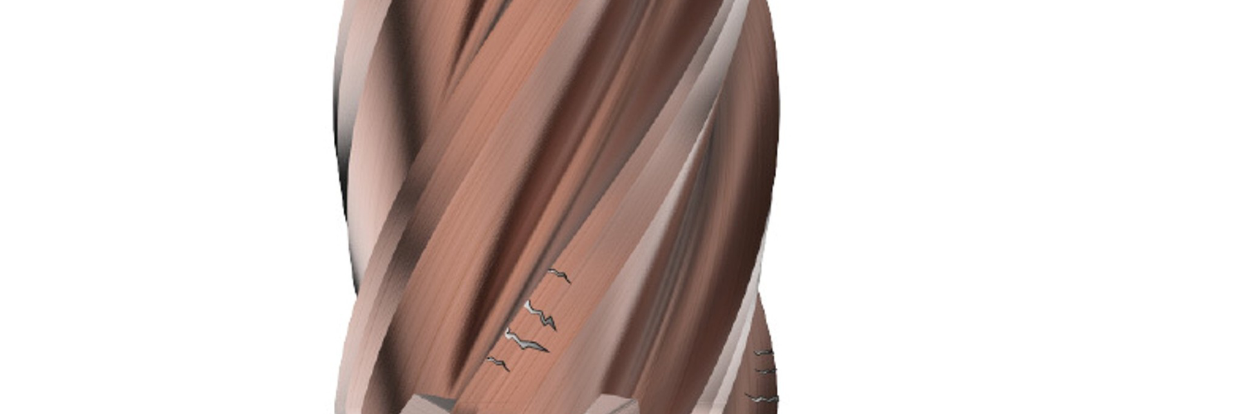 整体硬质合金立铣刀上的梳状裂纹磨损示例