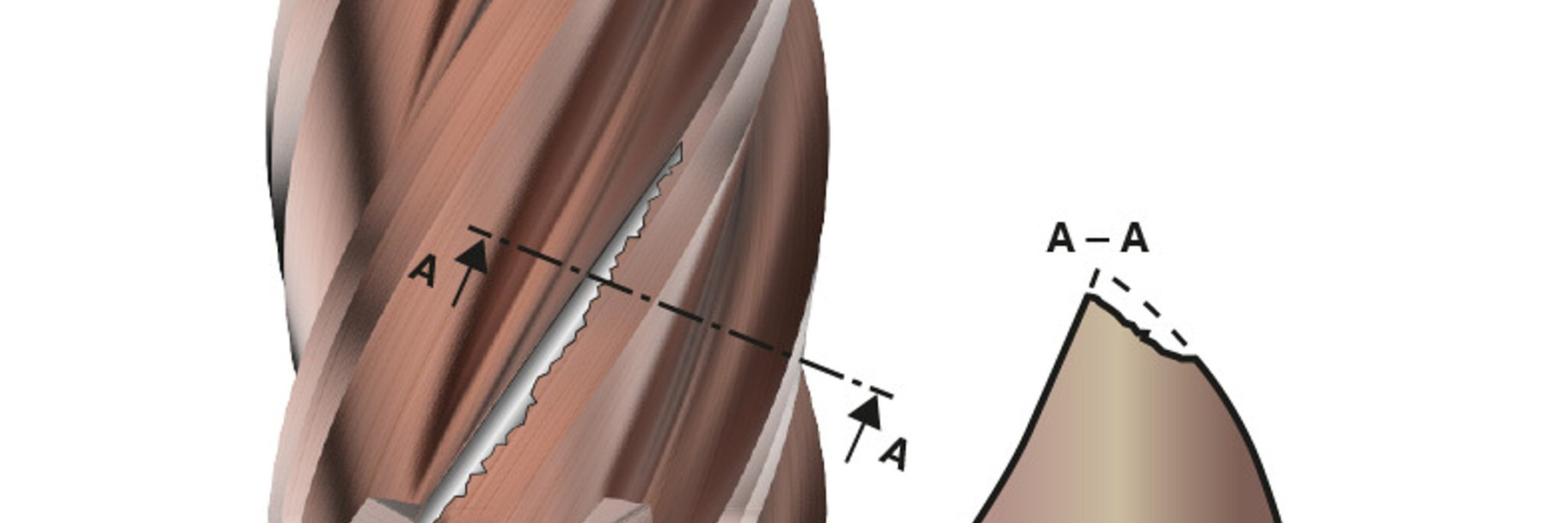 整体硬质合金立铣刀的均匀后刀面磨损示例