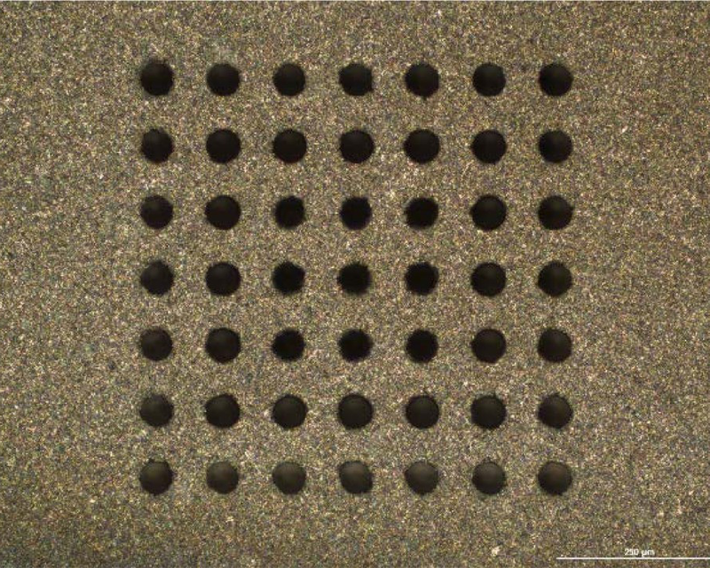 Inverse taper holes on entrance