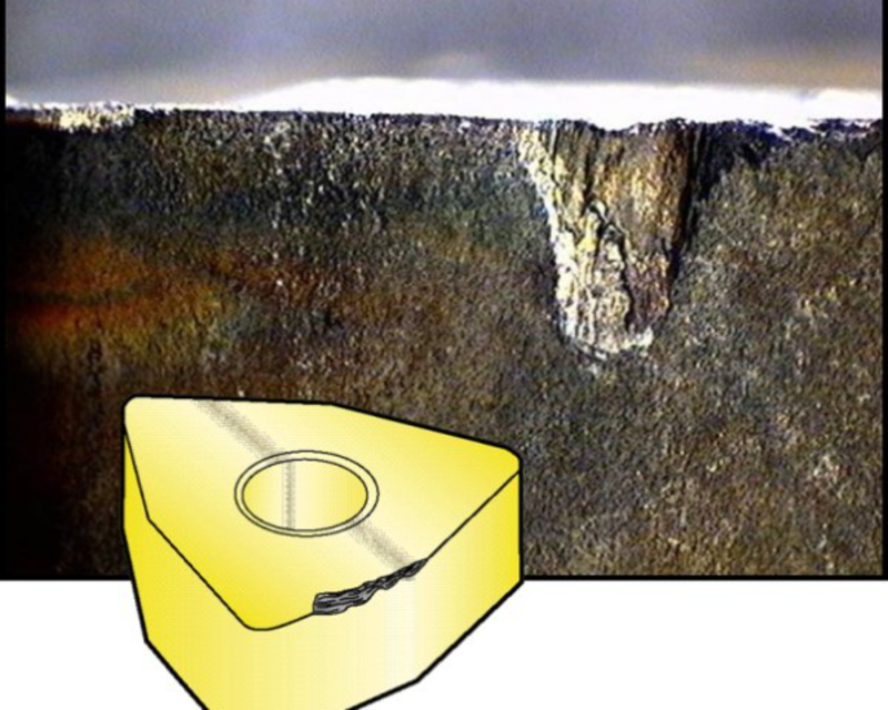 Chip hammering on an insert