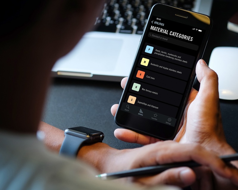 Seco Assistant app helps you find the material categories and properties for your component