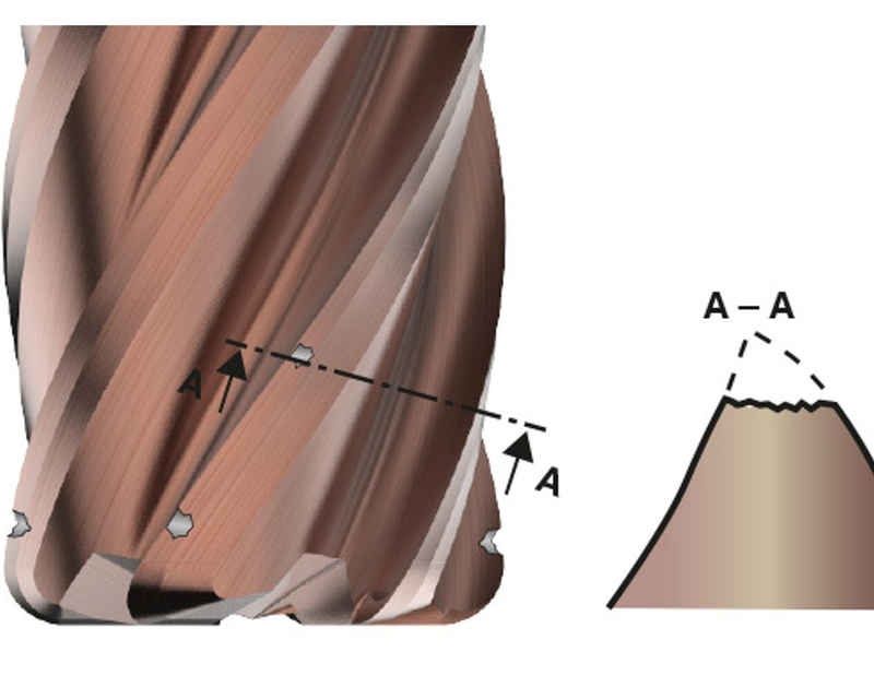 Example of chipping on a solid carbide end mill