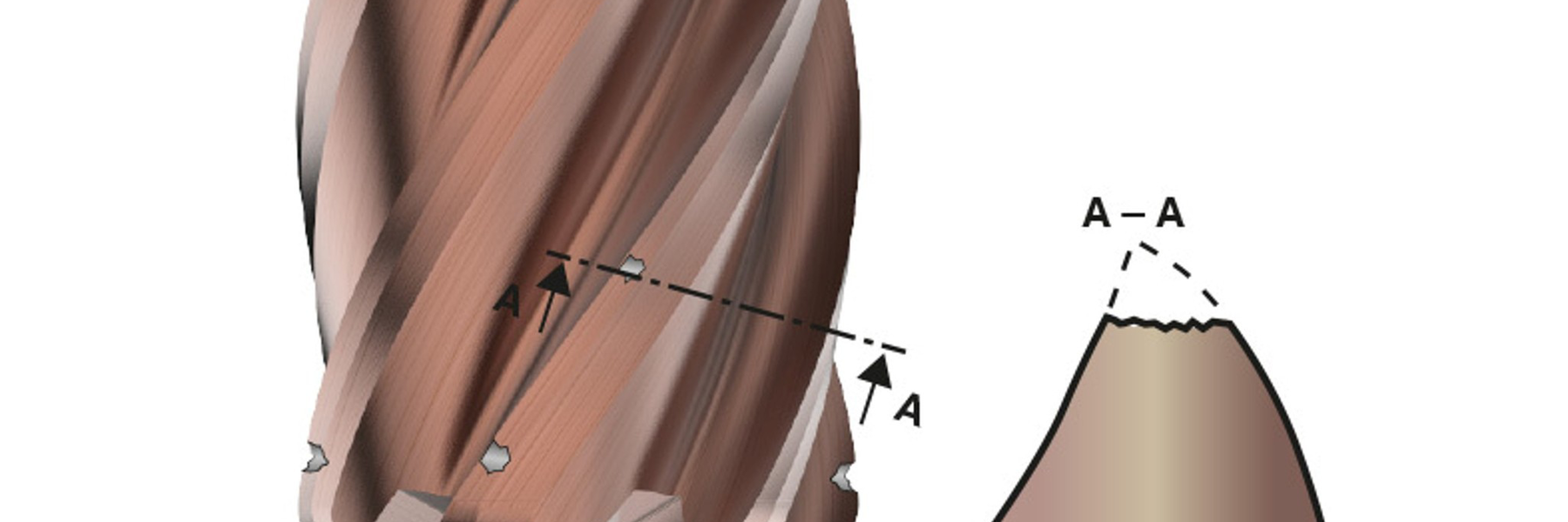 整体硬质合金立铣刀上的微崩示例