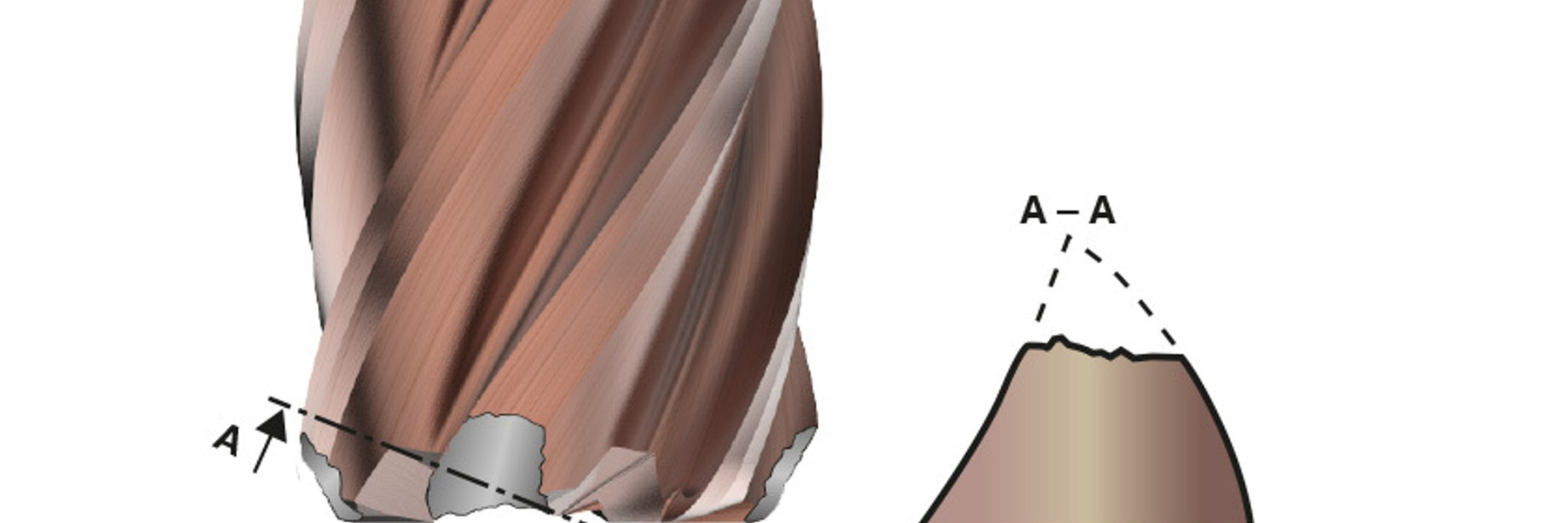 整体硬质合金立铣刀上的灾难性断裂示例