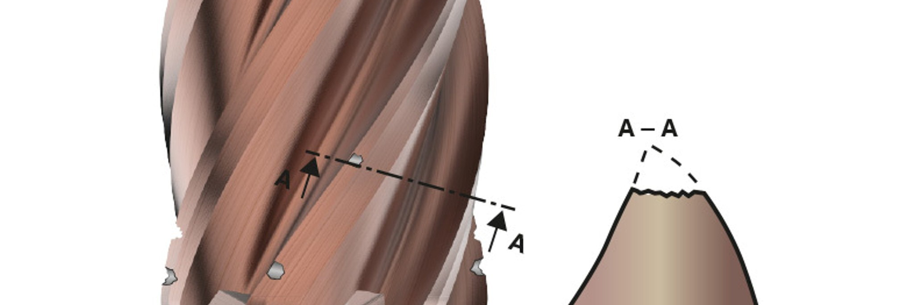 整体硬质合金立铣刀上的非均匀微崩示例