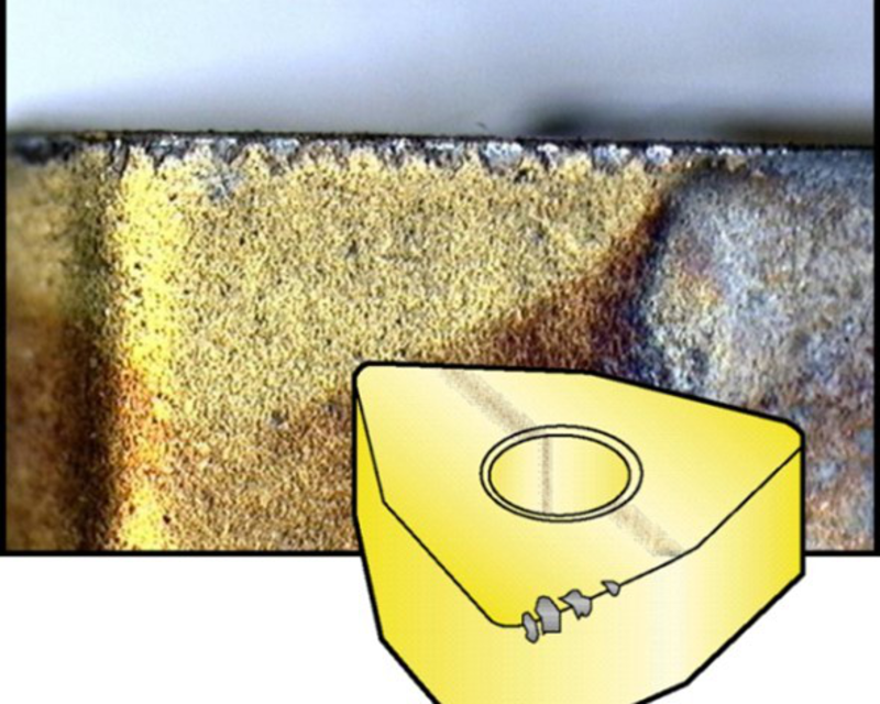 Chipping wear on an insert